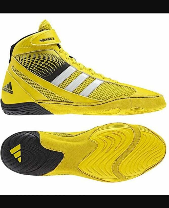 yellow adidas wrestling shoes